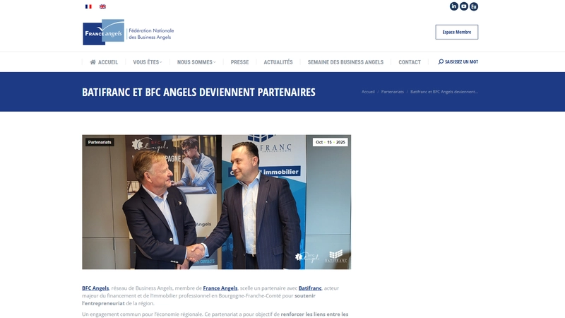Article France Angels 2024 : Partenariat entre BATIFRANC et BFC Angels pour soutenir l'entrepreneuriat en Bourgogne-Franche-Comté
